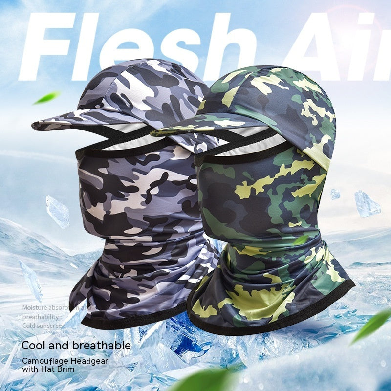 Camouflage Outdoor Sun Protection Cycling Face Mask Hat