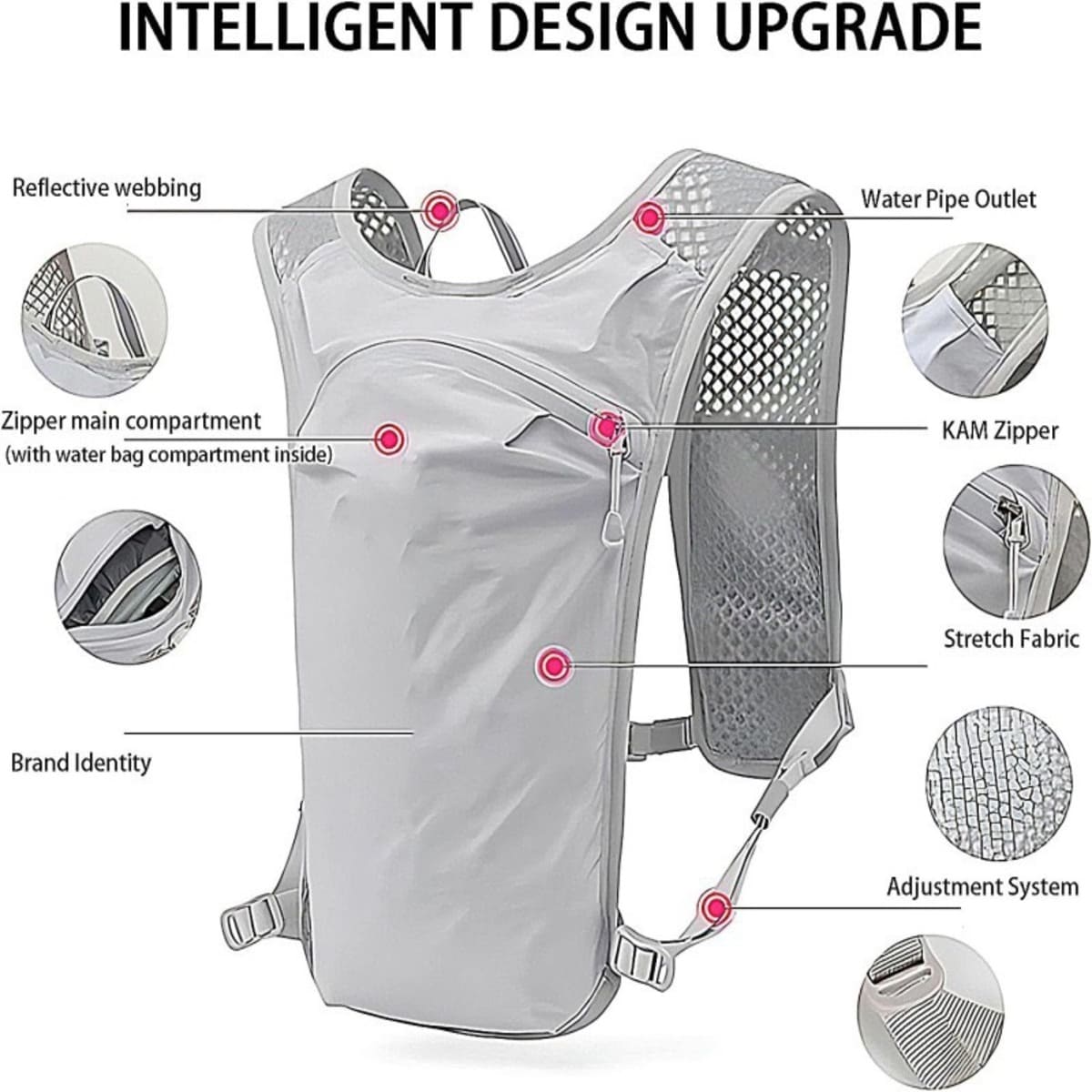 Lightweight Hydration Vest Backpack Running Hiking Cycling Pack