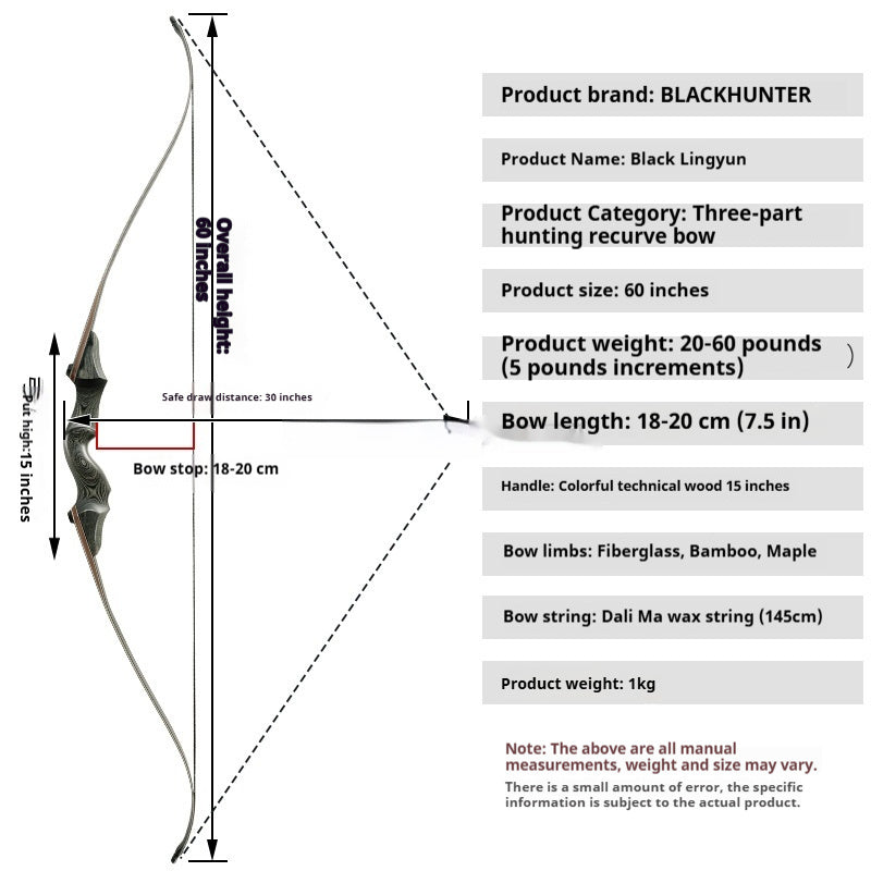 Wooden Traditional Archery Equipment American Bow