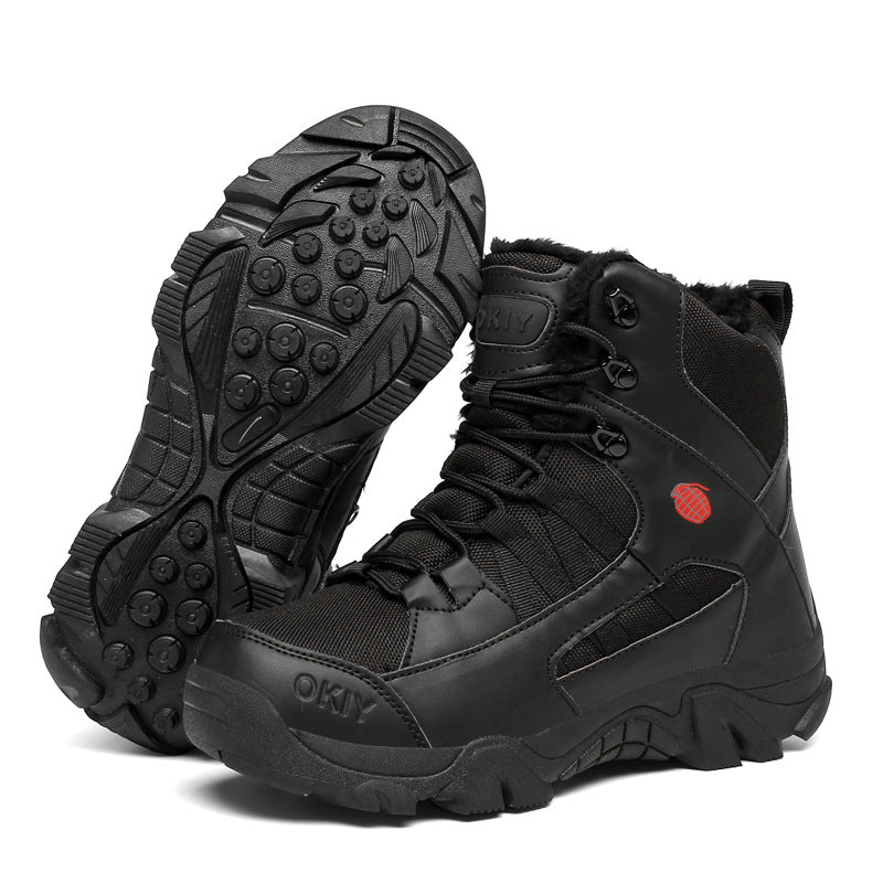 Men’s Winter Fleece Lined Combat Boots Warm Outdoor Climbing Shoes