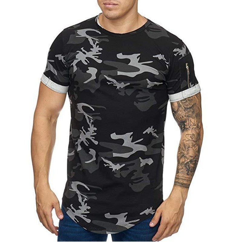 Men’s Camouflage Gradient Print Short Sleeve Casual T-Shirt