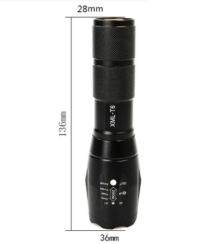 Portable Mini LED Zoom Flashlight Hunting Torch Light