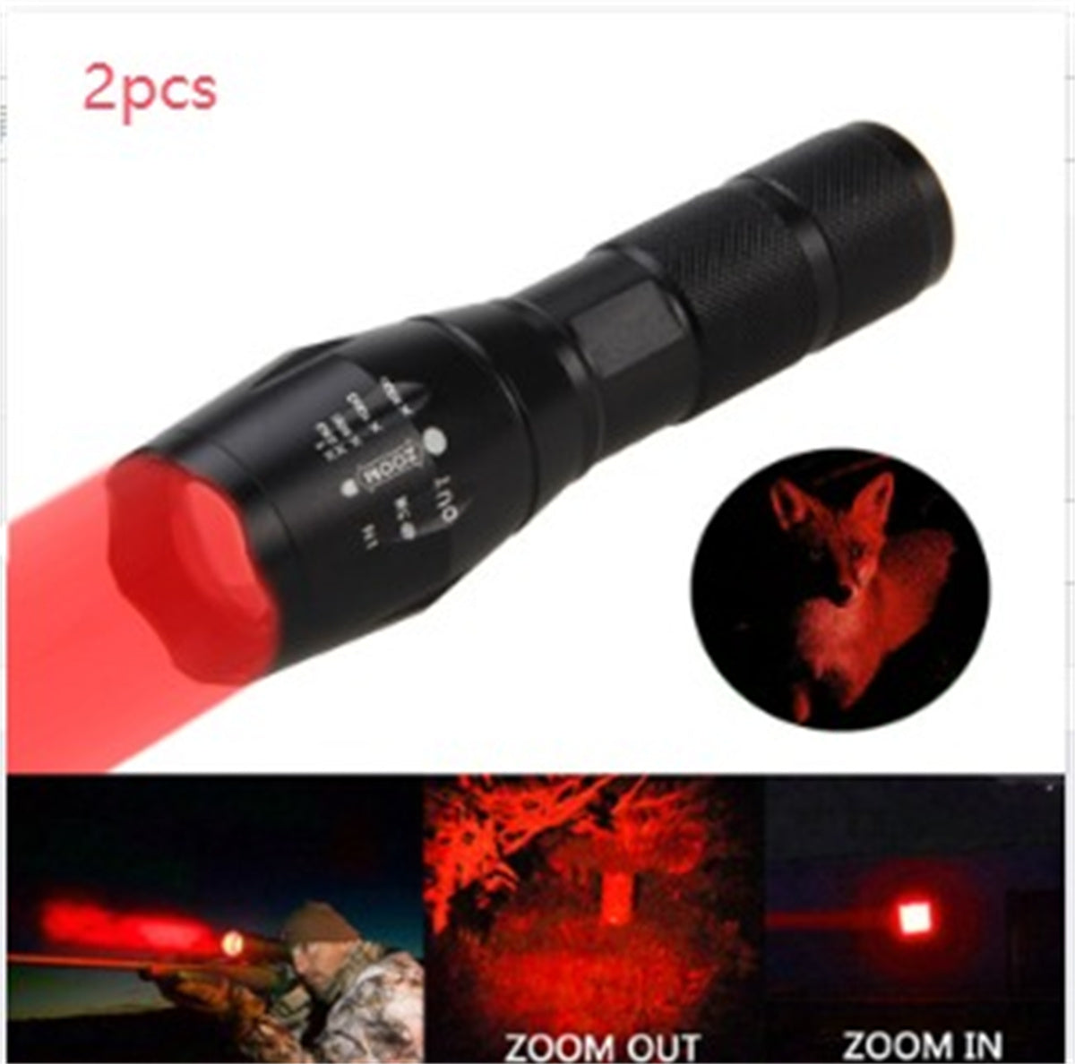 Portable Mini LED Zoom Flashlight Hunting Torch Light