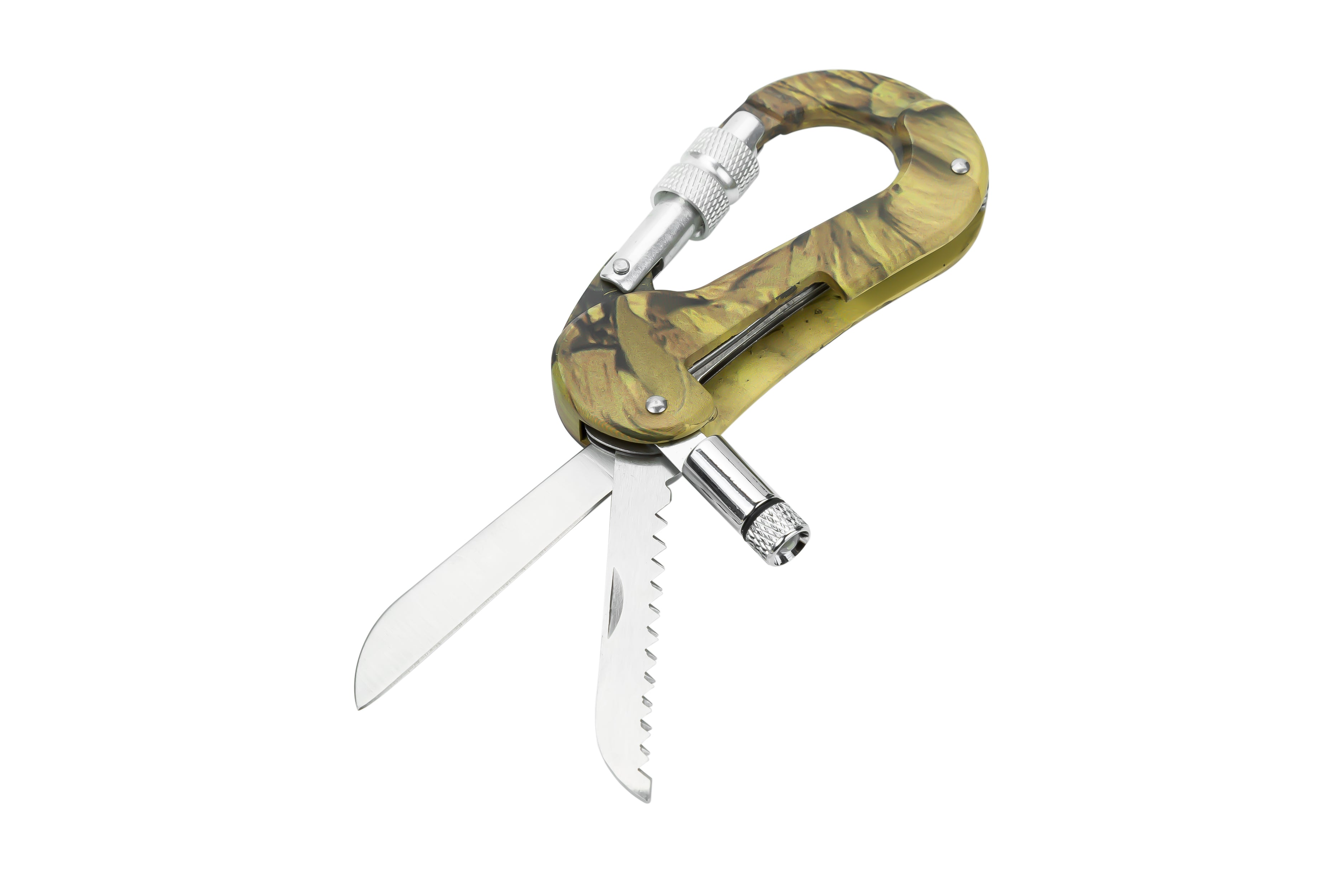 Camouflage 5 In 1 Multi Tool Carabiner Knife Screwdriver
