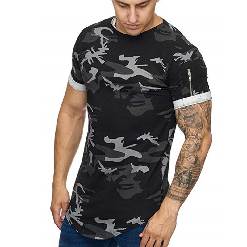 Men’s Camouflage Gradient Print Short Sleeve Casual T-Shirt