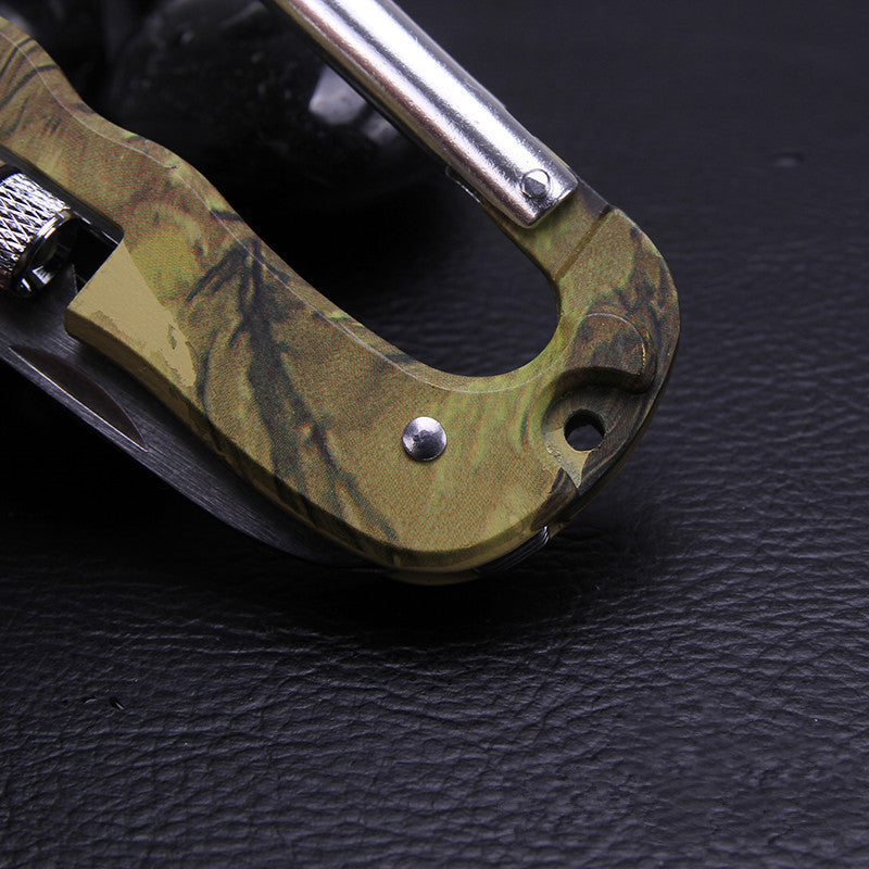 Camouflage 5 In 1 Multi Tool Carabiner Knife Screwdriver