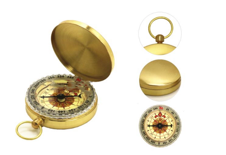 Metal Flip Pocket Compass Copper Outdoor Navigation Compass