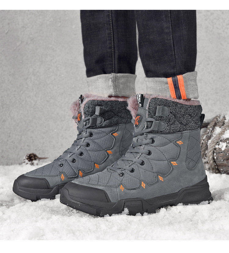 Men’s High Top Cotton Snow Boots Warm Velvet Thick Sole