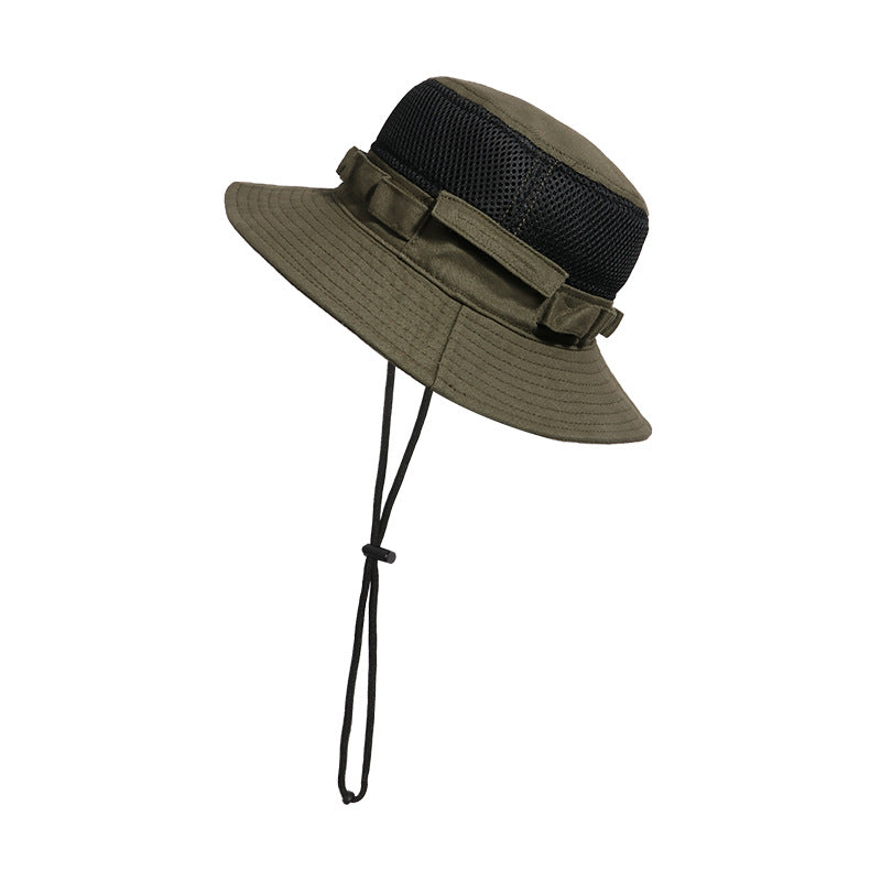Men's Folding Travel Camping Sunscreen Drawstring Hat