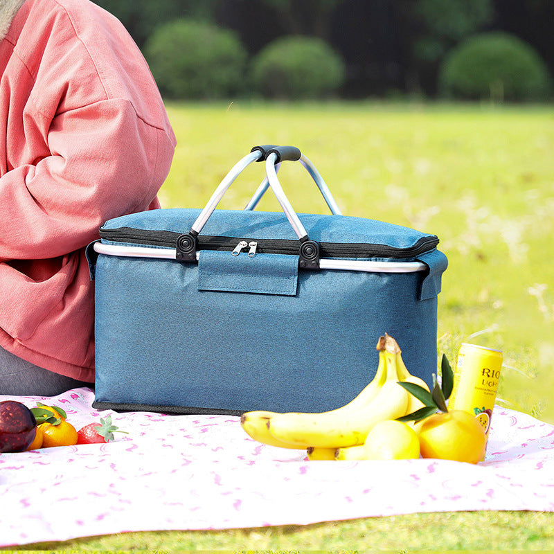 Folding Picnic Cooler Basket Portable Ice Storage Box