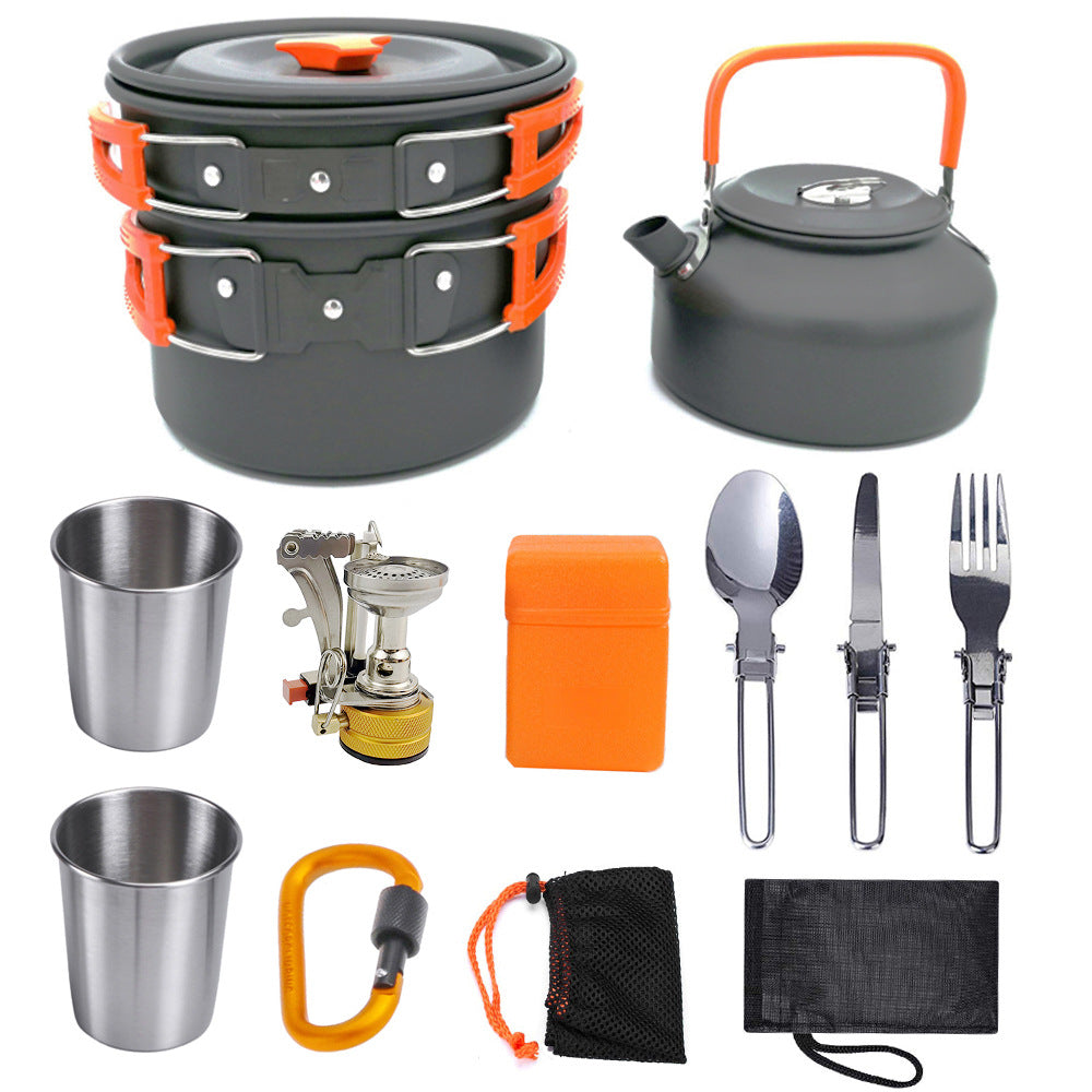 Aluminum Camping Cookware Kit For Outdoor Cooking And Travel