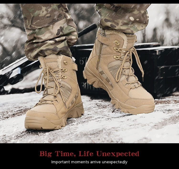 Men’s Winter Fleece Lined Combat Boots Warm Outdoor Climbing Shoes
