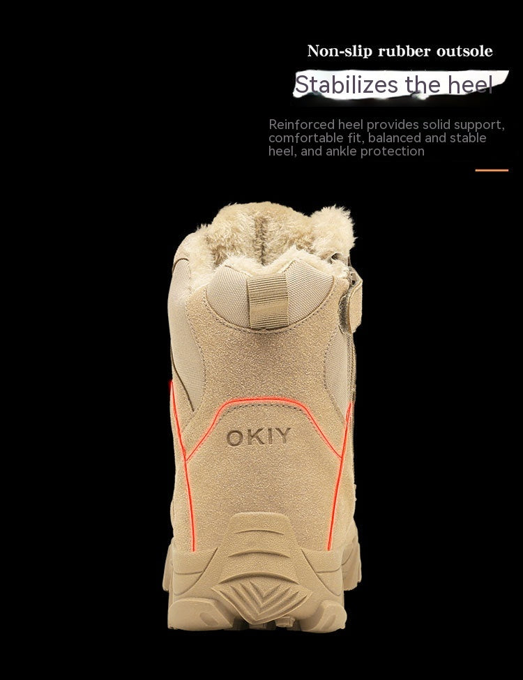 Men’s Winter Fleece Lined Combat Boots Warm Outdoor Climbing Shoes