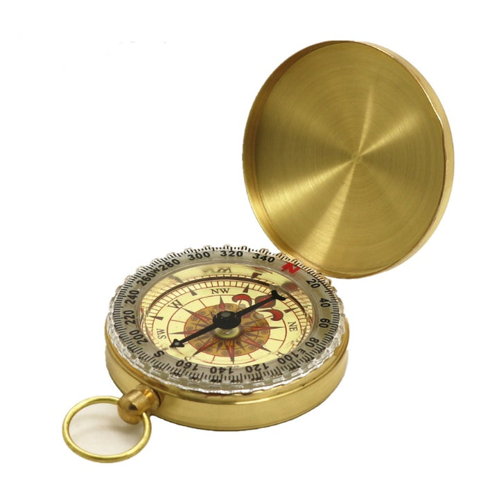 Metal Flip Pocket Compass Copper Outdoor Navigation Compass