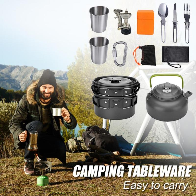 Aluminum Camping Cookware Kit For Outdoor Cooking And Travel