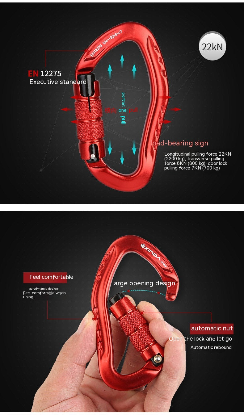 Locking Button Carabiner Hook Rock Climbing Equipment