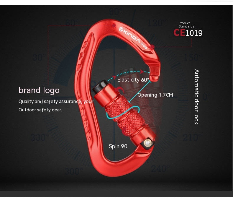 Locking Button Carabiner Hook Rock Climbing Equipment