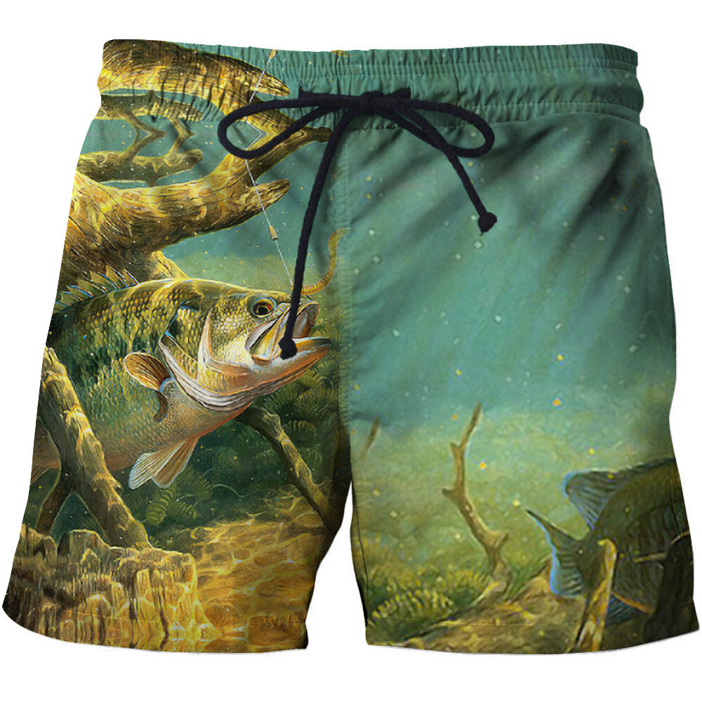 Fishing Rod Printed 3D Beach Pants Men's Surfing Sports Pants