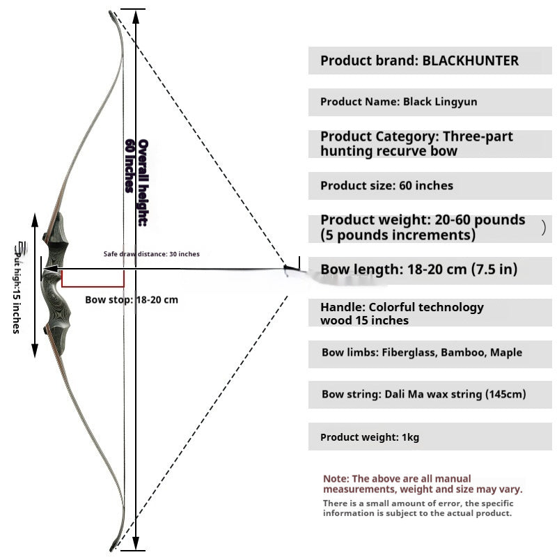 Wooden Traditional Archery Equipment American Bow
