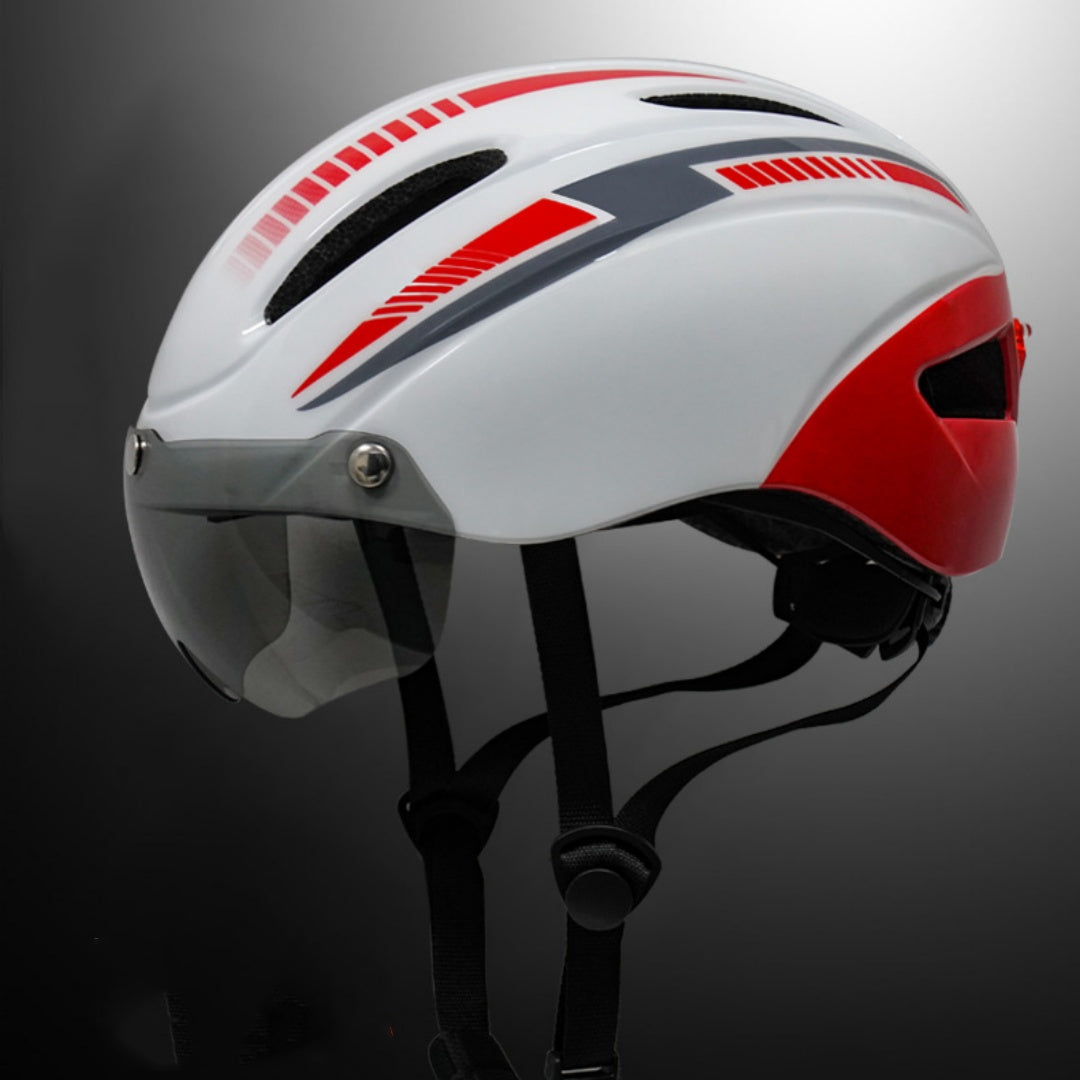 Cycling Helmet With Goggles And Taillight