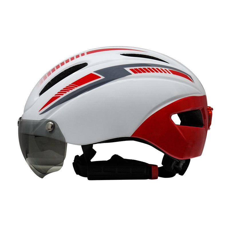 Cycling Helmet With Goggles And Taillight