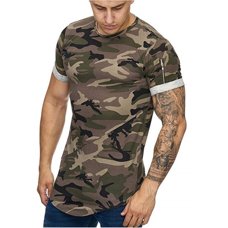 Men’s Camouflage Gradient Print Short Sleeve Casual T-Shirt