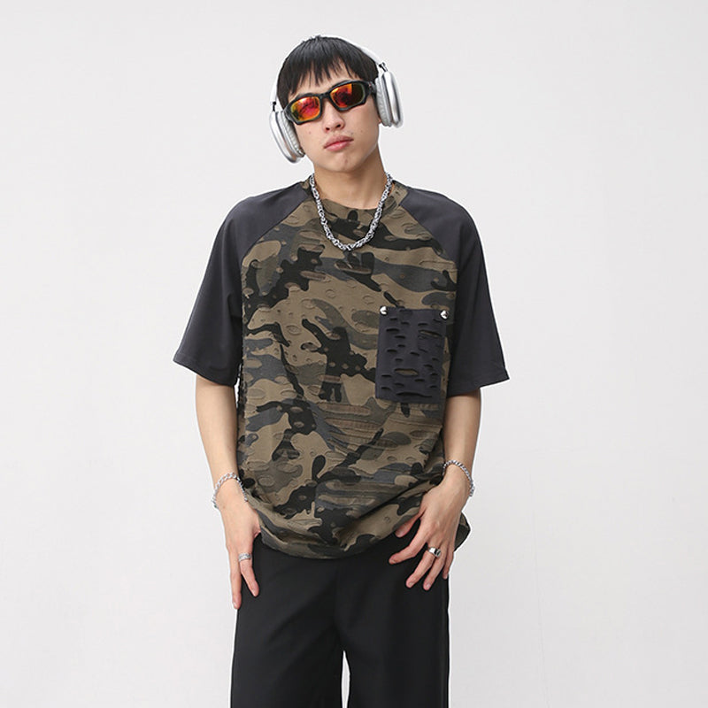 Summer Camouflage Patchwork Short Sleeve T-Shirt