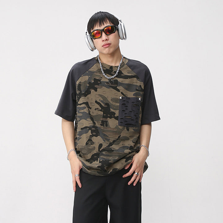Summer Camouflage Patchwork Short Sleeve T-Shirt
