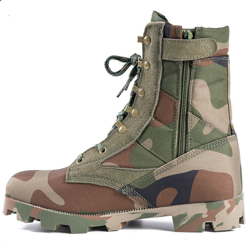 Spring High Top Breathable Zipper Combat Boots Outdoor Tactical Shoes