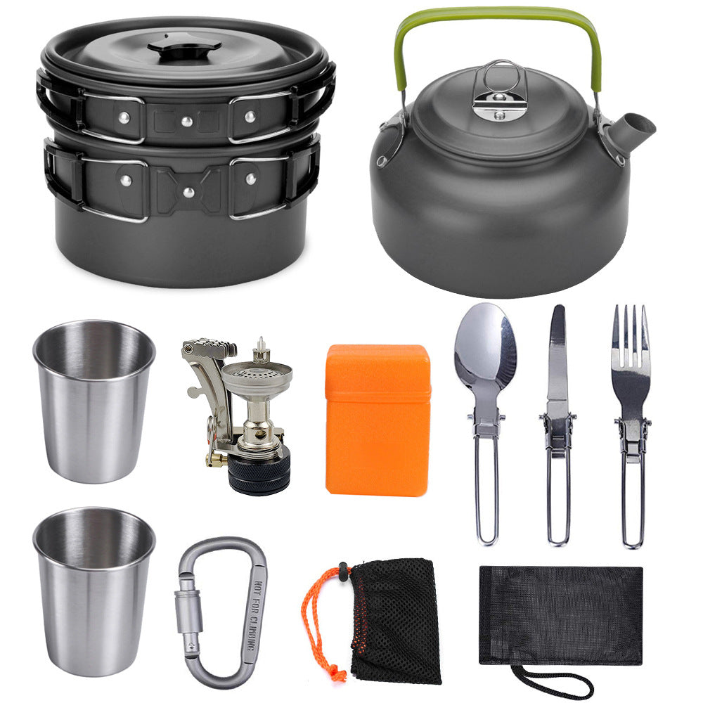 Aluminum Camping Cookware Kit For Outdoor Cooking And Travel