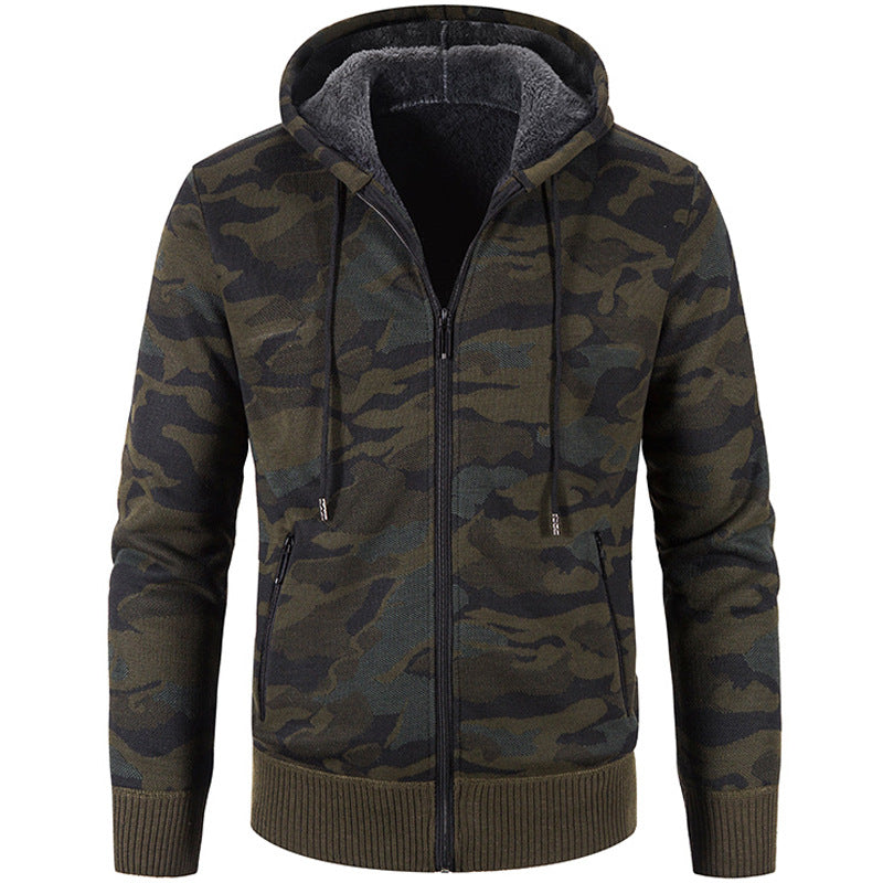 Outer Wear Camouflage Trend Sweater Top Clothes Men's Cardigan
