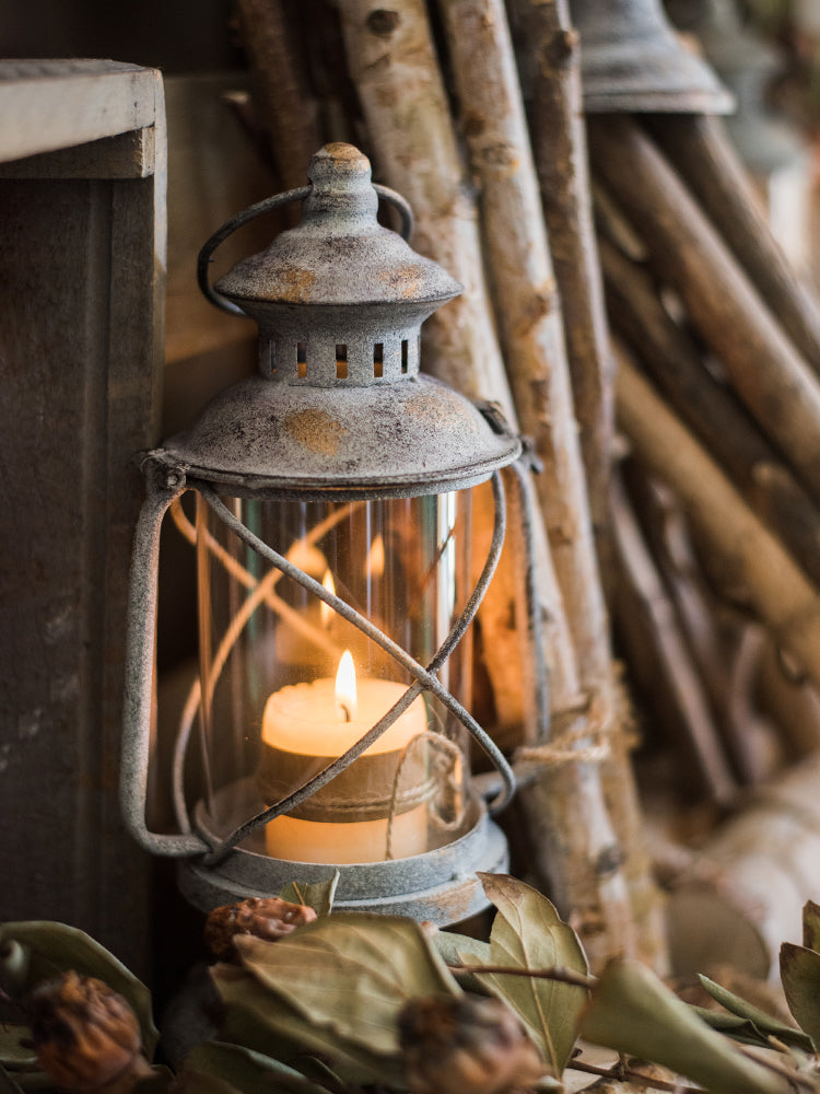 Retro Iron Candlestick Small Lantern Decorative Ornaments