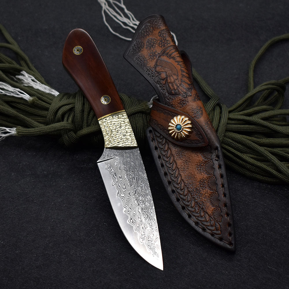 Small Straight Knife Damascus Steel