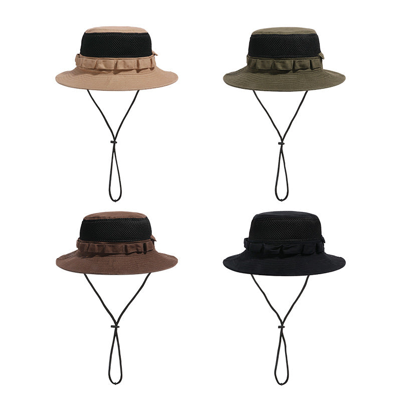 Men's Folding Travel Camping Sunscreen Drawstring Hat