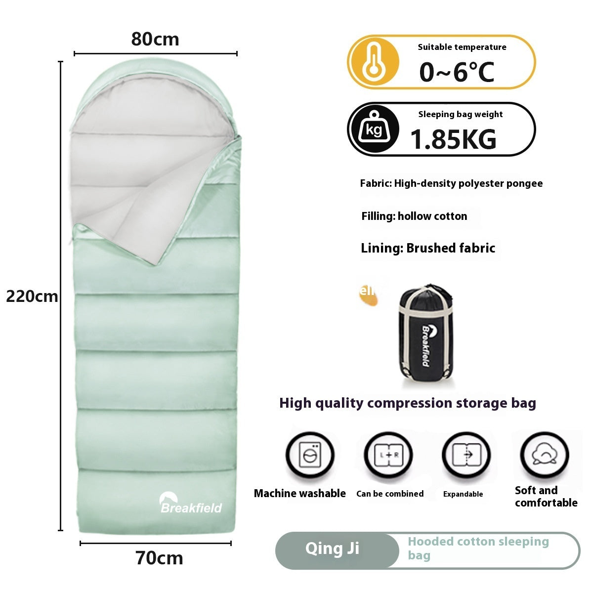 Thick Waterproof Cotton Sleeping Bag For Four-Season Camping