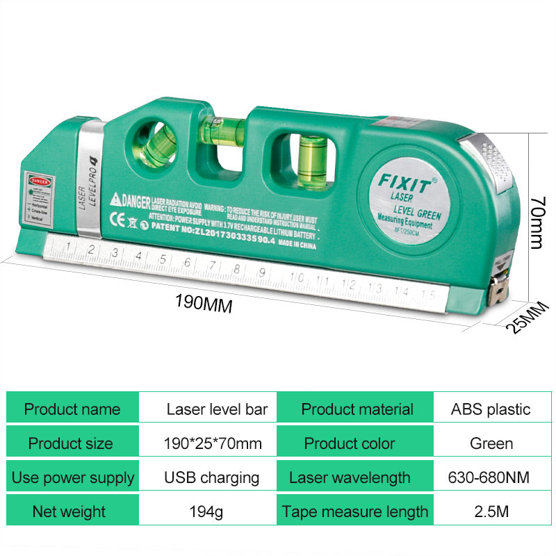 Green Rechargeable Scale Measuring Tape