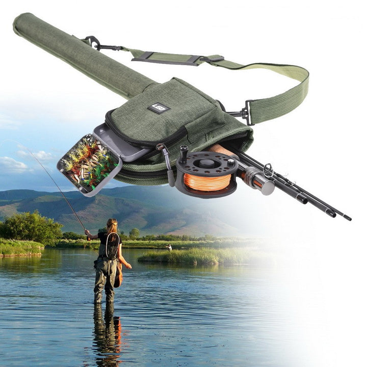 Portable Fly Fishing Rod Reel Combo With Canvas Carry Case