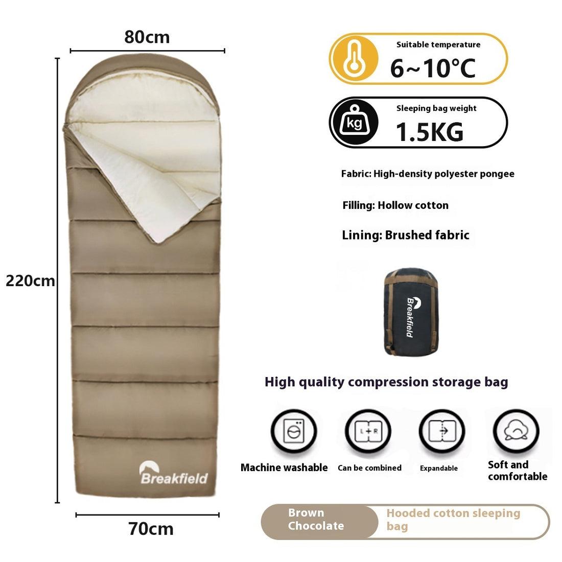 Thick Waterproof Cotton Sleeping Bag For Four-Season Camping
