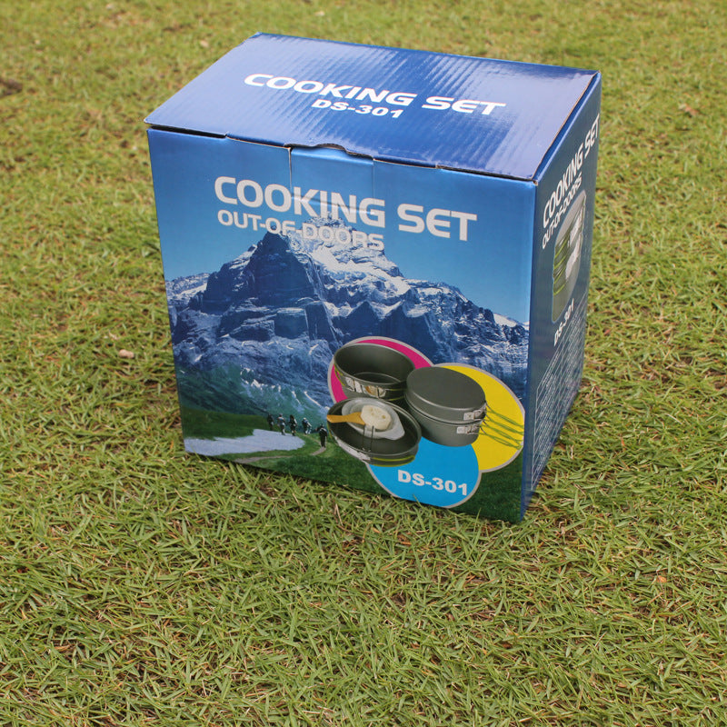 Portable Nonstick Camping Cookware Set For 2-3 People