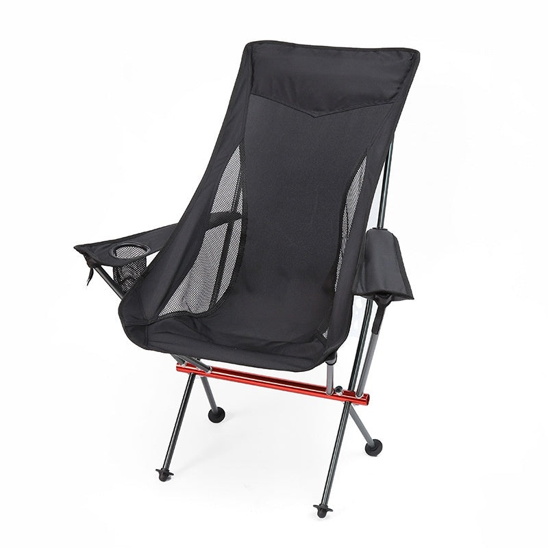 Outdoor Camping Aluminum High Strap Armrest Folding Chair