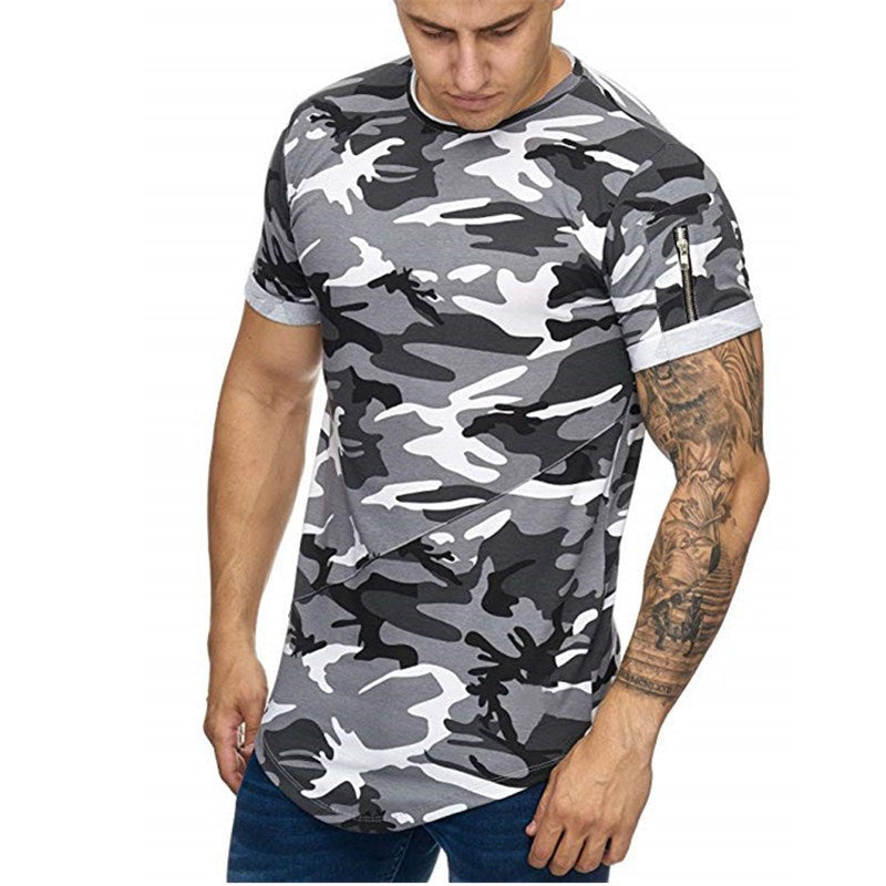 Men’s Camouflage Gradient Print Short Sleeve Casual T-Shirt