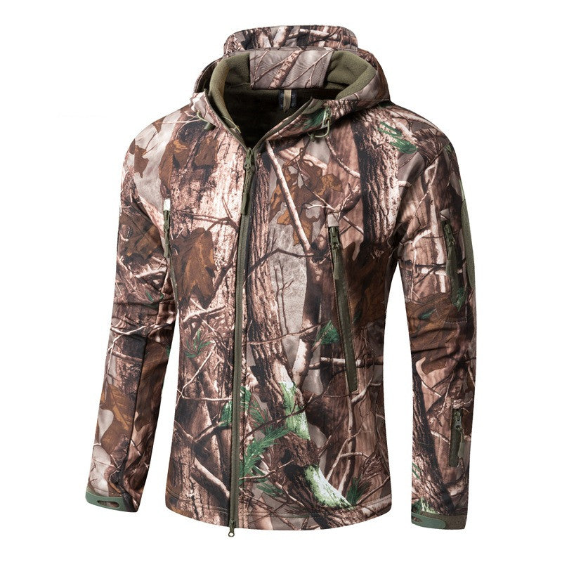 Large Size Soft Shell Fleece Outdoor Jacket Warm Camouflage Winter