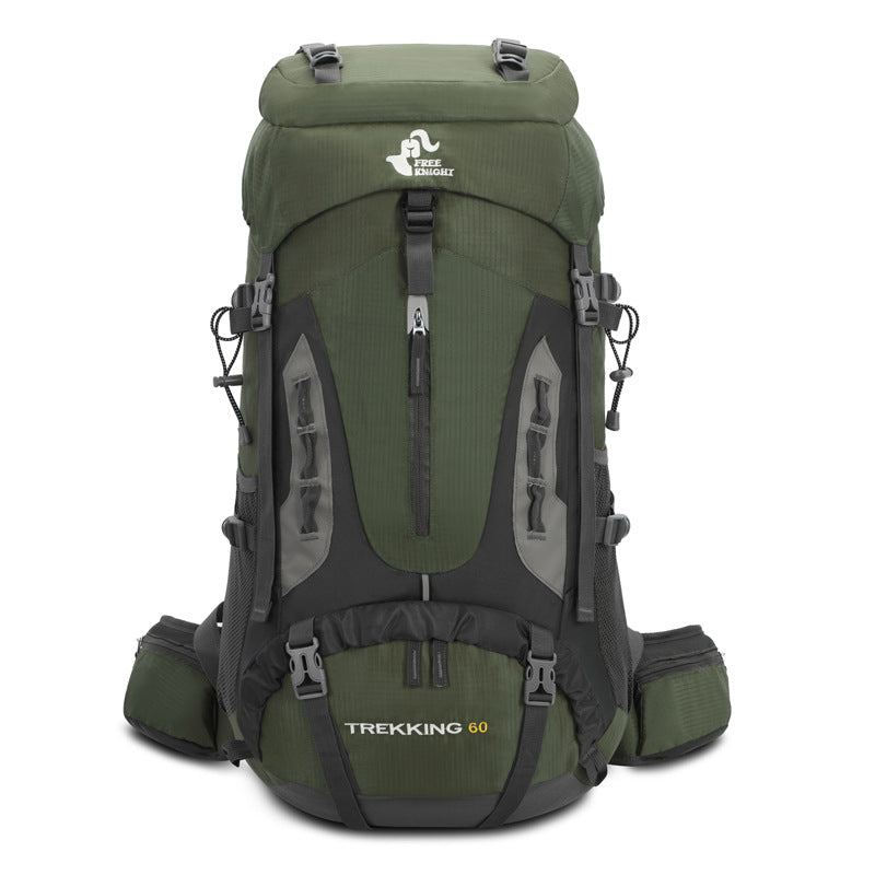 60L Mountaineering Hiking Backpack With Rain Cover For Camping