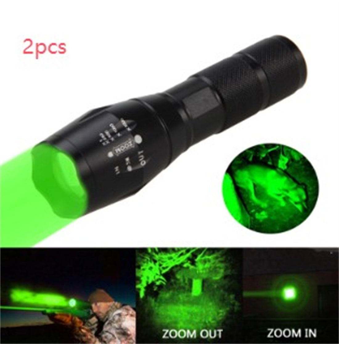 Portable Mini LED Zoom Flashlight Hunting Torch Light