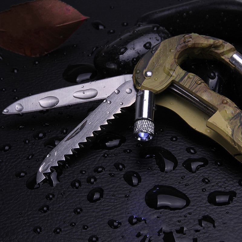 Camouflage 5 In 1 Multi Tool Carabiner Knife Screwdriver