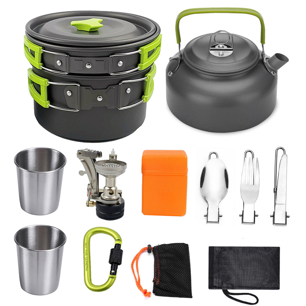 Aluminum Camping Cookware Kit For Outdoor Cooking And Travel