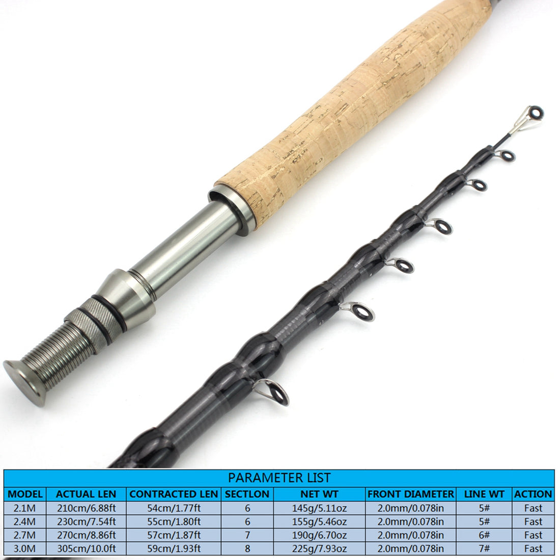 Carbon Fly Fishing Rod With Wooden Handle