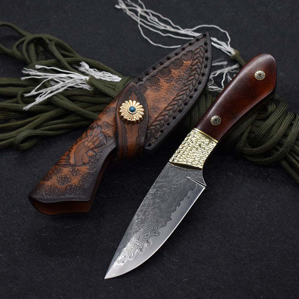 Small Straight Knife Damascus Steel