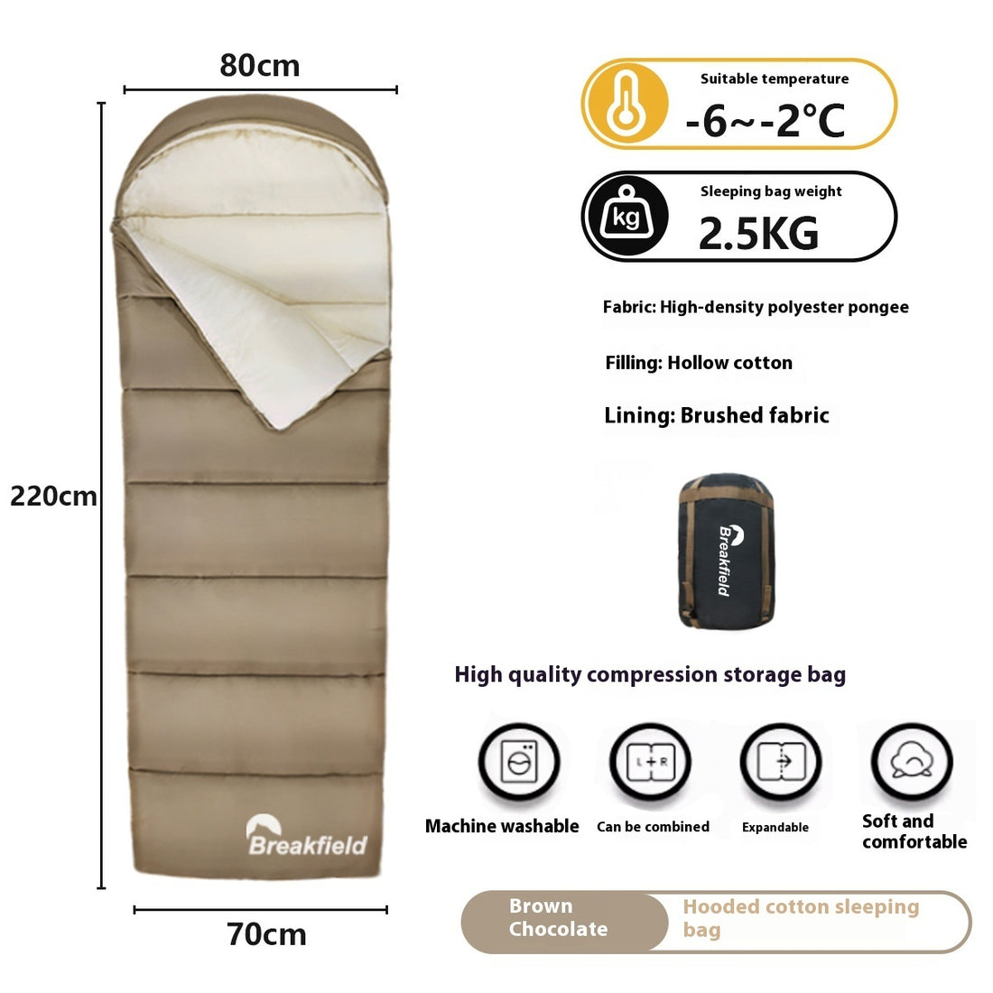 Thick Waterproof Cotton Sleeping Bag For Four-Season Camping