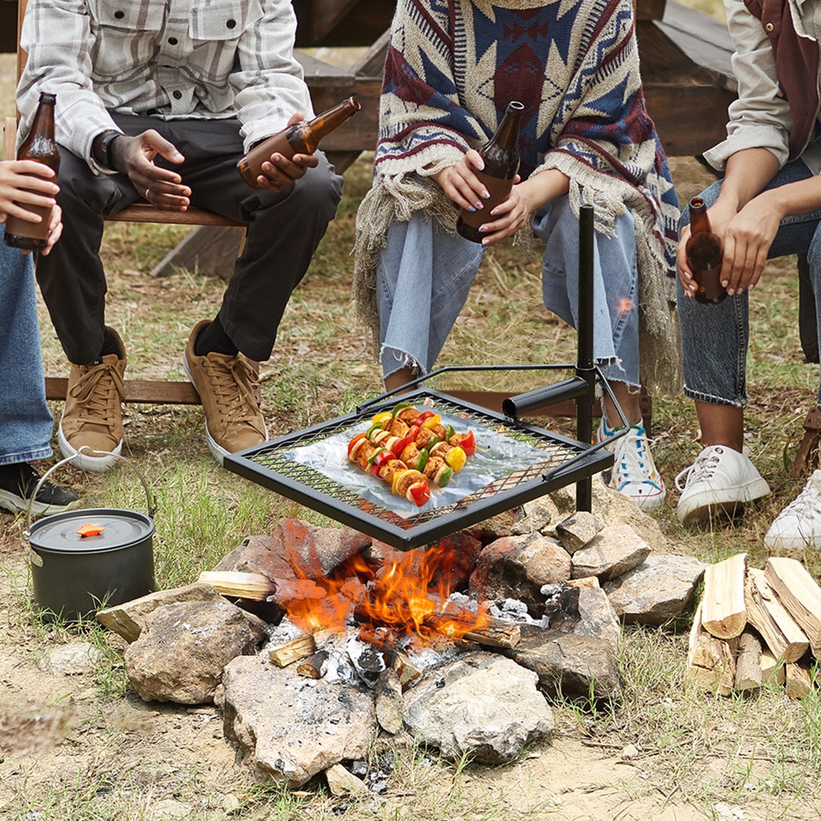 VEVOR Swivel Campfire Grill Heavy Duty Steel BBQ Rack